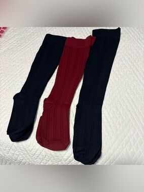 Legacy Men's Dress Knee-High compression Socks - Black & Red Trio
